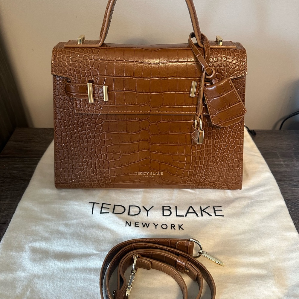Teddy Blake Camel Brown Ava Croc 11” Crossbody Hand Bag